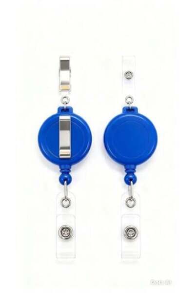 Generic مشبك بطاقة جيب سحاب اللون ازرق علبه 100 حبه Retractable ID Badge Reel - Blue, Box of 100 pieces