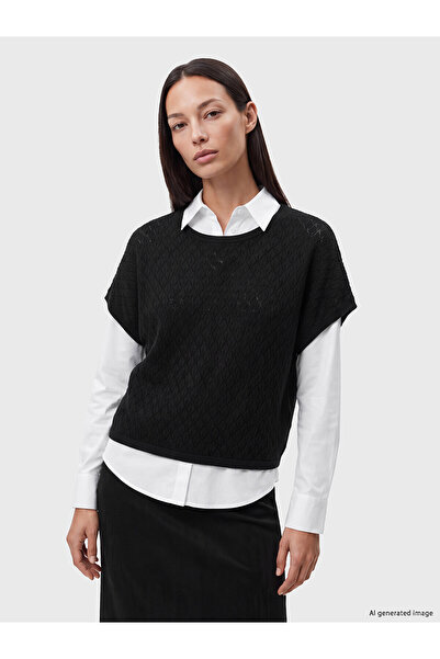LC Waikiki Alita City Farkıyla Lcw Everyday Black Knitwear Openwork Oval Neck...