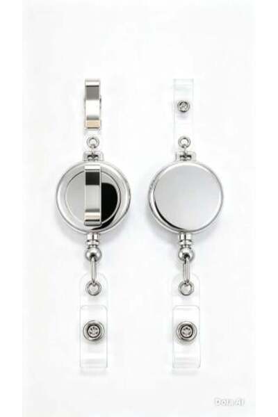Generic مشبك بطاقة جيب سحاب اللون كروم علبه 100 حبRetractable ID Badge Reel, ...
