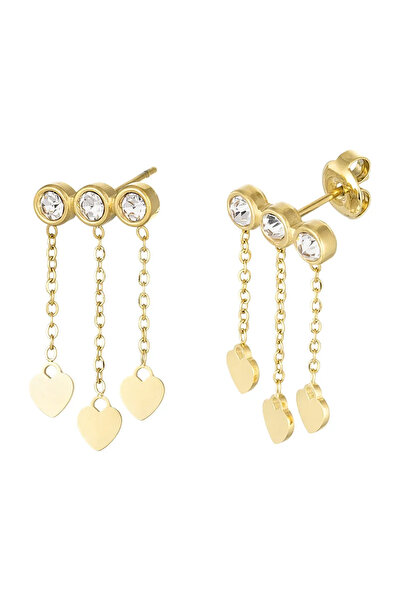OEM Heart Chandelier Crystal Earrings, stainless steel, with rhinestones