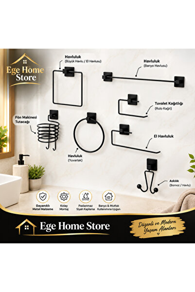 EGE HOME STORE Süper 7'li set Güçlü yapışkanlı uzun havlu rulo peçetelik tuva...
