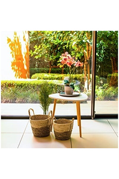 OEM Storage Basket Beige Brown Material with Handles Ø26x22cm