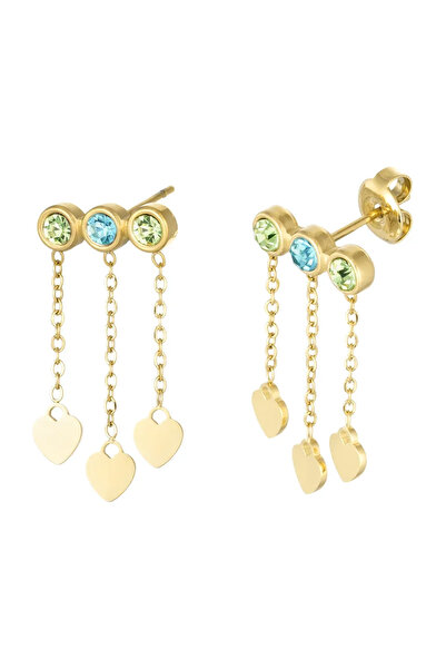 OEM Heart Chandelier Lagoon earrings, made of stainless steel, with crystal a...