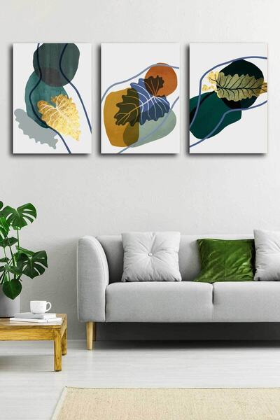 StellaStore Soyut Modern Minimal Kanvas Tablosu 3'lü Canvas Tablo Seti Ev, Oturma Odası Yatak Odası