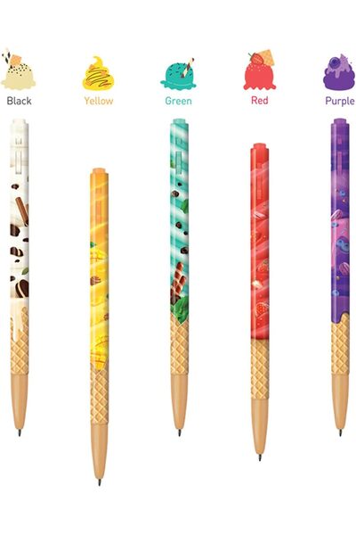 Monami Tükenmez Kalem 5 Li Set İce cream 0.5 mm. (5 Farklı renk yazar.)
