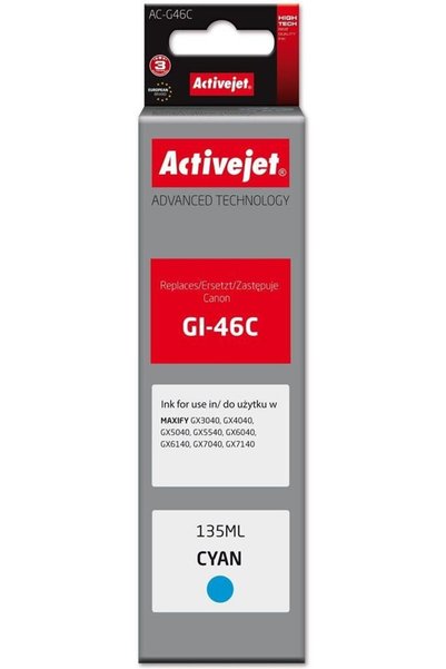ActiveJet Φύσιγγα μελάνης για εκτυπωτές Canon, Αντικατάσταση για Canon GI-46C...