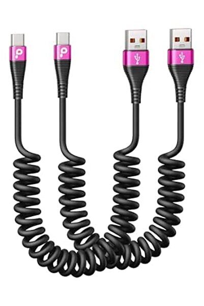 GENERAL PRAKIE USB C Cable Fast Charging, 2Pack 3ft Coiled USB A to Type C Ch...