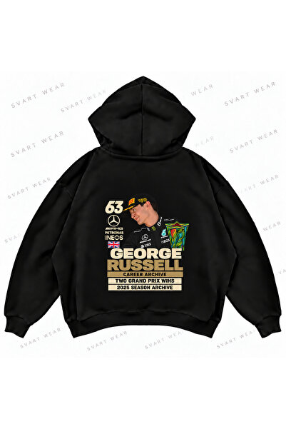 SVART WEAR Φούτερ με κουκούλα George Russell F1 με γραφικό σχέδιο και στάμπα,...