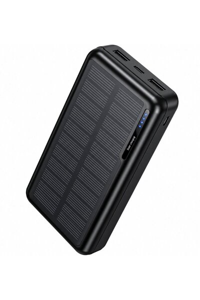 Hoco Power Bank 20000mAh 10W 1xUSB-C 2xUSB-A 1xMicrousb με Ηλιακό Πάνελ Μαύρο...