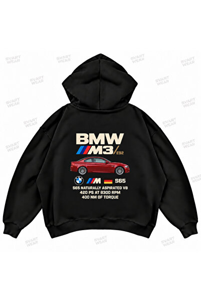 SVART WEAR Φούτερ με κουκούλα BMW M3 E92 με στάμπα, oversized, σε σχήμα κουτιού