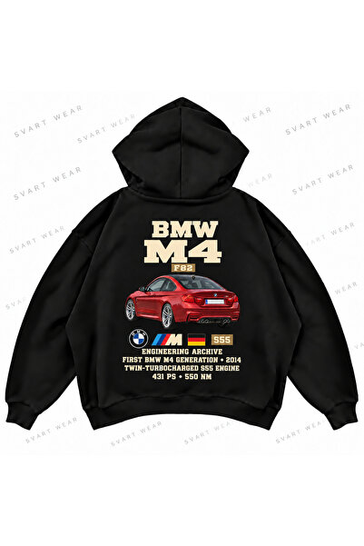 SVART WEAR BMW M4 F82 Μπροστινό και Πίσω Τυπωμένο Oversize Boxy Hoodie