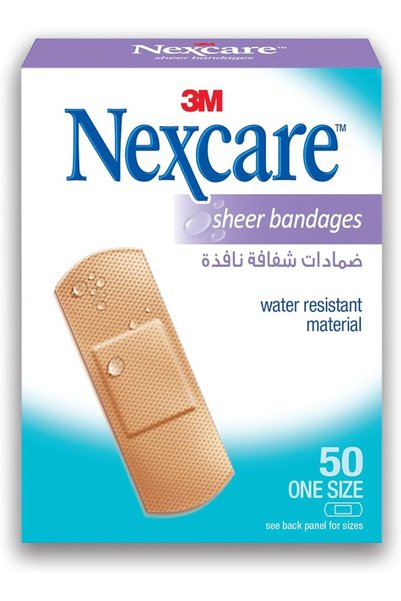 Nexcare Sheer Bandages/plasters, size 72x25mm, 50 units/pack | Latex-free | N...