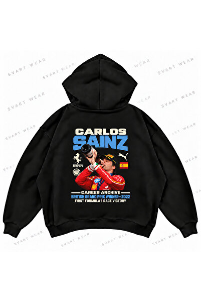 SVART WEAR Hanorac supradimensionat cu glugă Carlos Sainz F1, imprimat față ș...