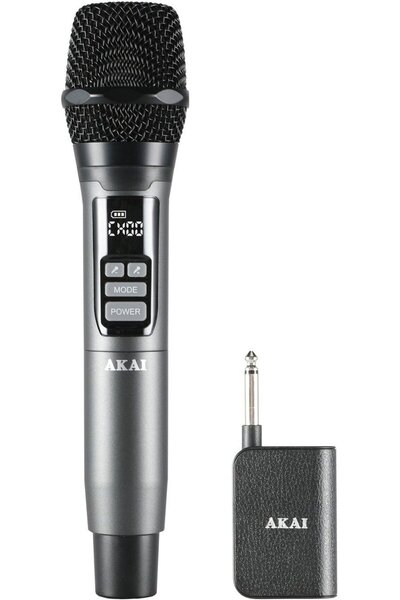 AKAI Ασύρματο Φορητό Μικρόφωνο με Δέκτη, 2.4GHz (Ασημί/Μαύρο) - (AMW-250BT)