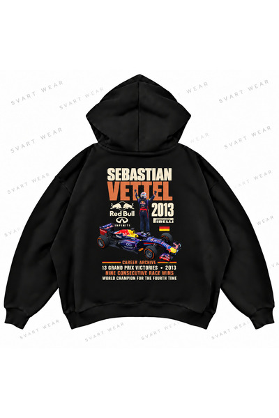 SVART WEAR Hanorac negru supradimensionat cu glugă și imprimeu Sebastian Vett...