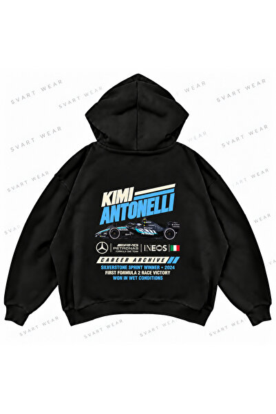 SVART WEAR هودي كيمي أنتونيeli F1 كبير الحجم مطبوع من الأمام والخلف