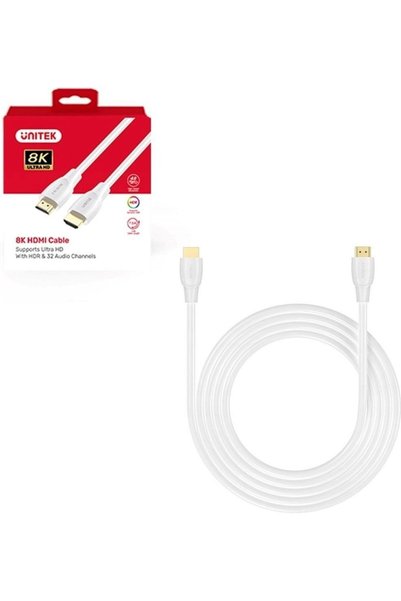 Unitek Καλώδιο HDMI 2.1 8K HDR, Λευκό, 1μ - (C11099AWH03-1M)