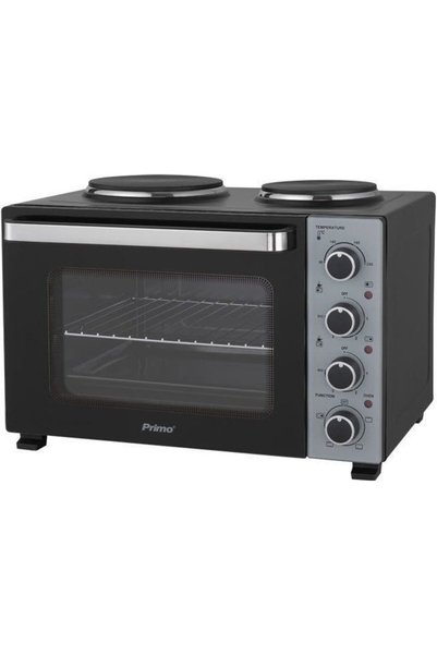Primo Ηλεκτρικός φούρνος με 2 εστίες 35L 3000W Γυάλινη πρόσοψη Μαύρο/Ασημί - ...