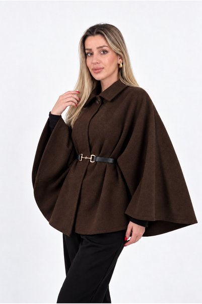 ECOTİQUE Pelerină poncho pentru femei, cu curea, texturată