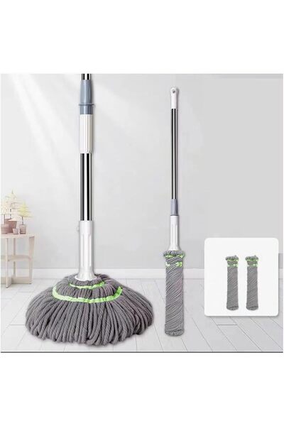 ALMEKAQUZ Self-Twisting Water Mop with 2 Mop Heads, Self Wringing Squeeze Twi...