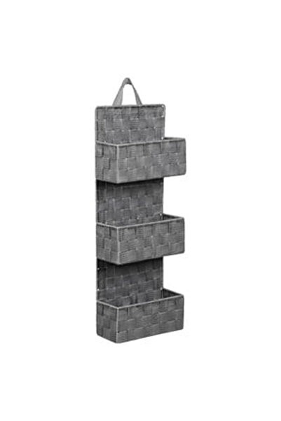 OEM Cos de Depozitare Suspendabil tip Ratan Gri 3 Spatii 21x9x56.5cm