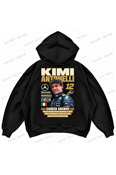 SVART WEAR هودي كيمي أنتونيeli F1 كبير الحجم مطبوع من الأمام والخلف