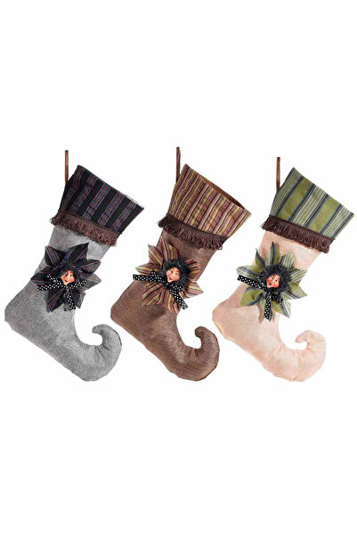 Decorer Set de 3 șosete textile decorative de Halloween Befana, multicolore, ...