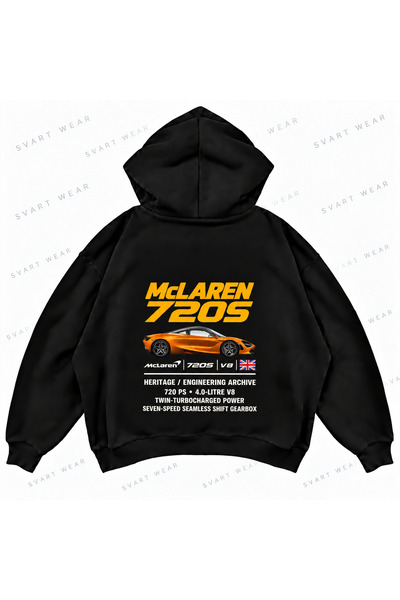 SVART WEAR Овърсайз суитшърт с качулка McLaren 720S с принт и свободна кройка