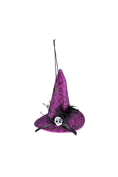 Decorer Pălărie de vrăjitoare de Halloween, textilă, multicoloră II Ø 10 cm x...