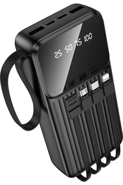 Borofone Power Bank 20000mAh με 4 καλώδια φόρτισης και 4 θύρες USB-C, USB-A, ...