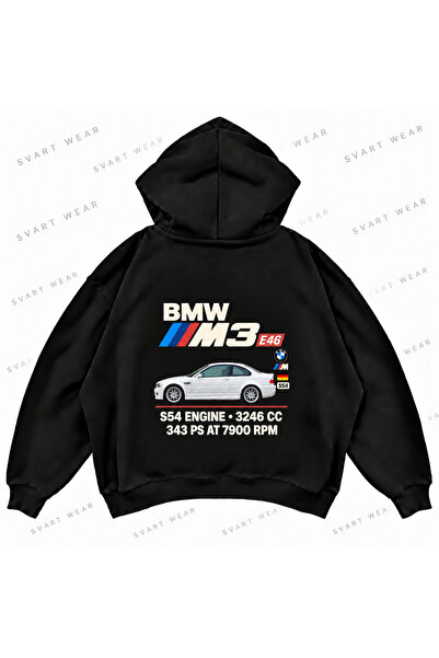 SVART WEAR BMW M3 E46 Μπροστινό και Πίσω Τυπωμένο Oversize Boxy Hoodie