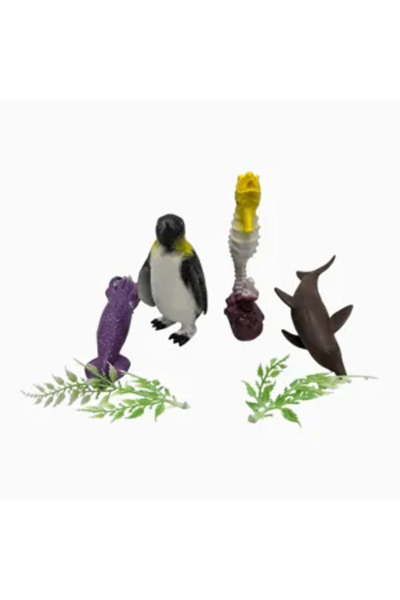 Generic Brand Jucărie Set Animale Marine cu Pinguin, Căluț de Mare și Plante,...