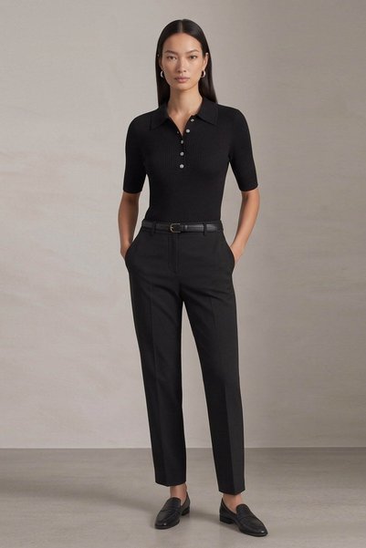 Fashion Friends Polo Collar Black Women's Blouse 26K0149K1