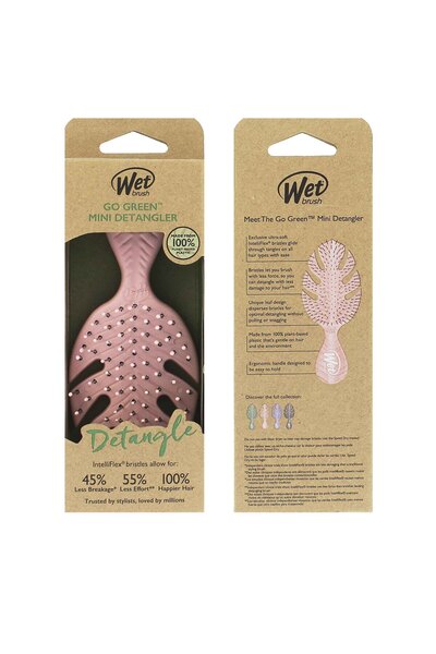 Wet Brush Go Green Мини четка за разплитане на коса, розова