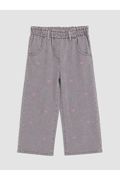 LC Waikiki Two Mt Shop Quality Lcw Kids Gray Embroidered Girls' Jean Pants