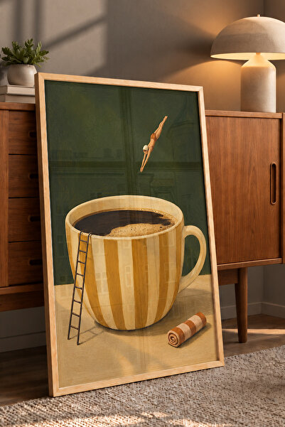 ZEPHOME Ahşap Çerçeveli Duvar Posteri Tablo MORNING RITUAL Natural Çerçeve