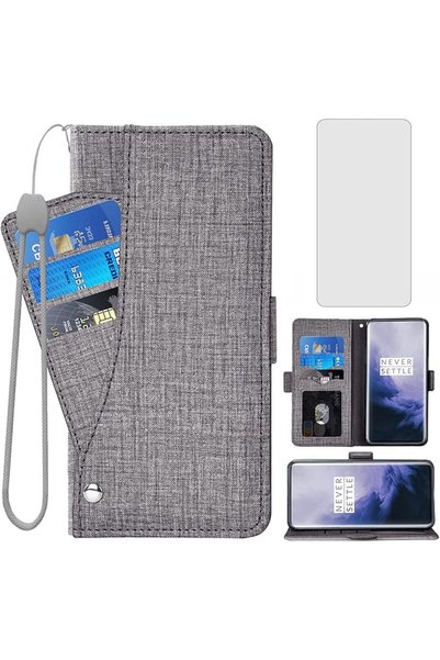 GENERAL Asuwish Compatible with OnePlus 7 Pro Wallet Case Tempered Glass Scre...