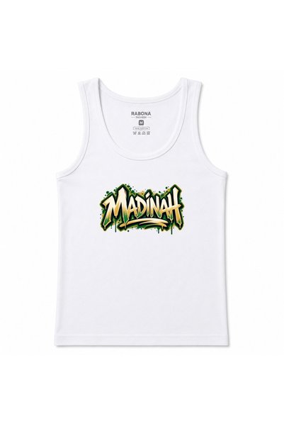 Rabona Fashion Madinah Golden Graffiti Lettering Graphic Tank Top