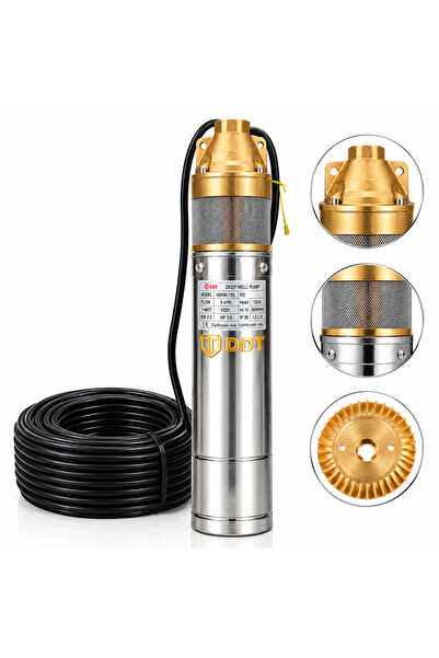 DDT Pompă submersibilă de apă cu 2 turbine din alamă, 4SKM-150, 2200W, 5 m³/h...