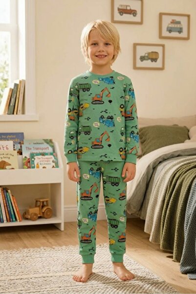 ROSAMİNA SET DE PIJAMALE PENTRU BĂIEȚI, 100% BUMBAC, VERDE, CU MODEL, PENTRU ...