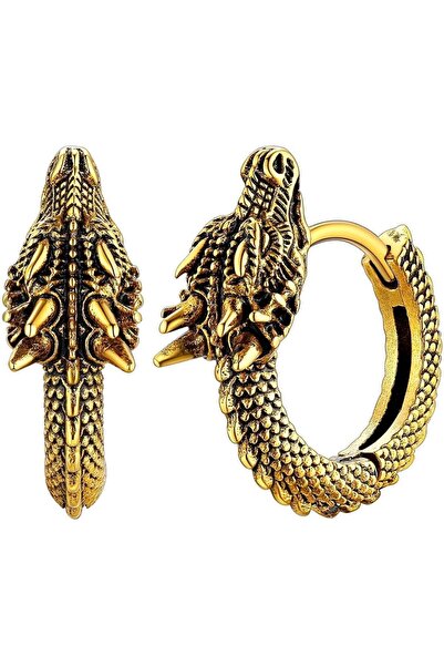 GENERAL Gothic Dragon Hoop Earrings for Men Viking Animals Huggie Hoop Earrin...