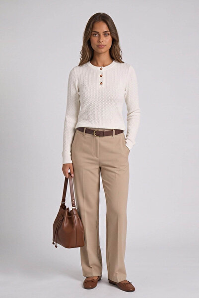 Fashion Friends Hair Braided Polo Collar Stone Women's Blouse 26K0208K1