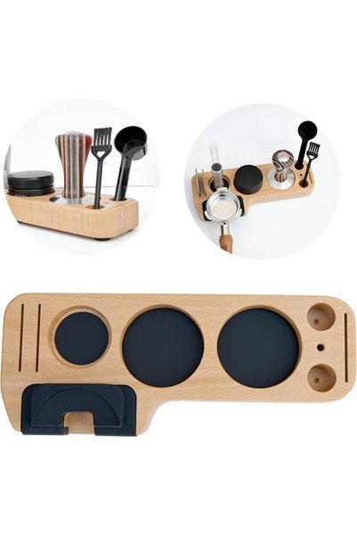 GENERAL MIBRU Coffee Tamper Holder Slim Tamping Base Wooden Coffee Espresso M...