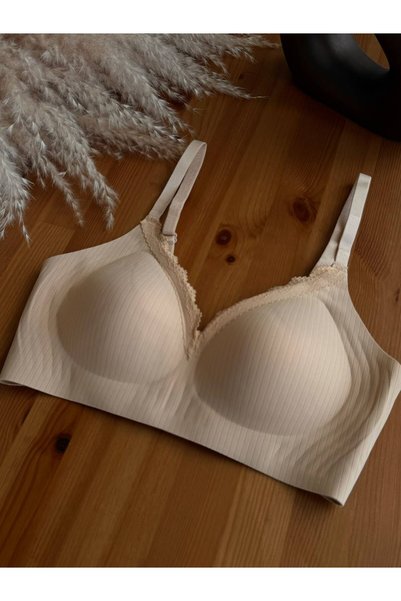 shine secret Ten Dantel Detaylı Lazer Kesim Kaplı Sütyen
