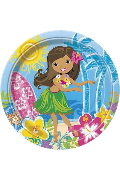 Unique Party 48255 - 23cm Hawaiian Beach Party Plates, Pack of 8