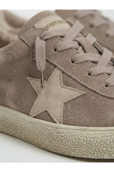 Tamdabu Ayakkabı Genuine Leather Mink Suede Star Detailed Orthopedic Sole Casual Sneaker