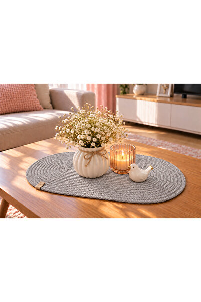 ÖRGÜM Knitted Runner 50X30 cm Cotton Polyester Handmade Decorative Coffee Tab...