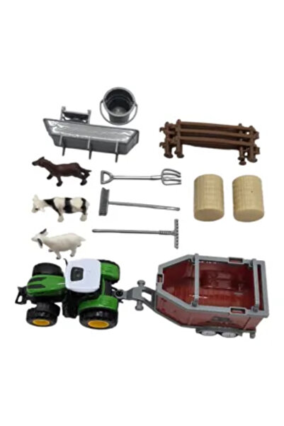 Generic Brand Jucărie Set Fermă cu Tractor, Remorcă pentru Animale, Figurine ...
