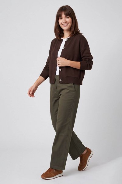 Fashion Friends Buttoned Brown Women's Cardigan 26K0111K1