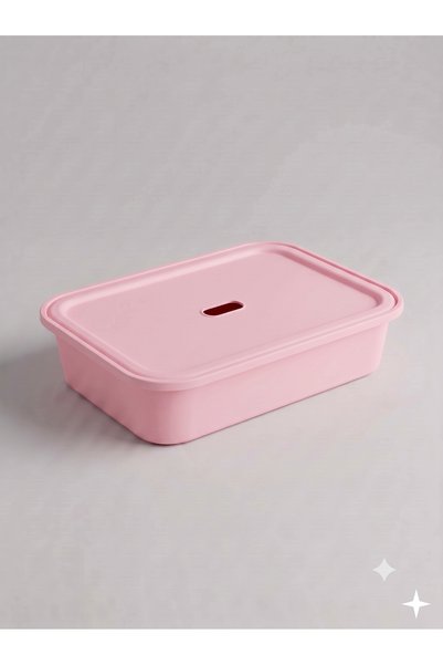 decosense Pink Lid Medium Size 9 Liters 40X30X10 cm Polypropylene Plastic Organizer - Toy Box and Storage Basket